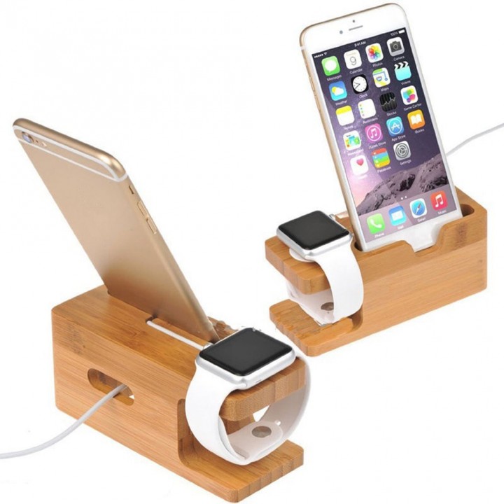 2-in-1 Charging Stand Watch Phone Charger Wooden Holder For iWatch For iPhone