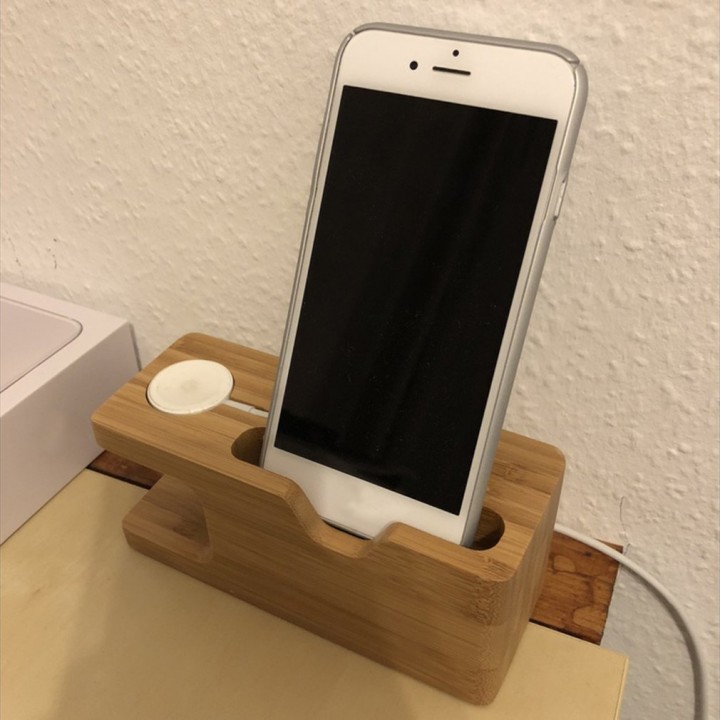 2-in-1 Charging Stand Watch Phone Charger Wooden Holder For iWatch For iPhone