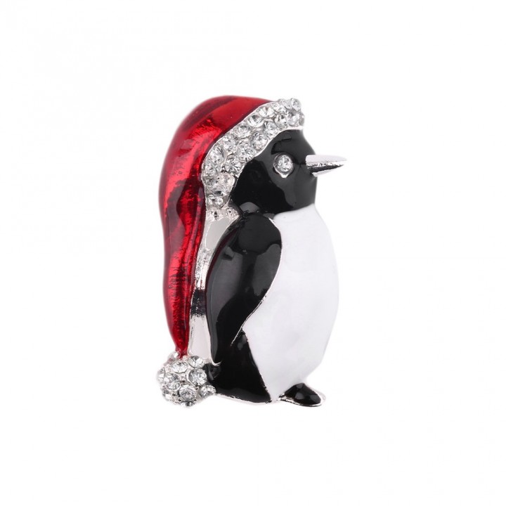 Christmas Rhinestone Cute Penguin Brooch Pin Xmas Gift Party Decoration