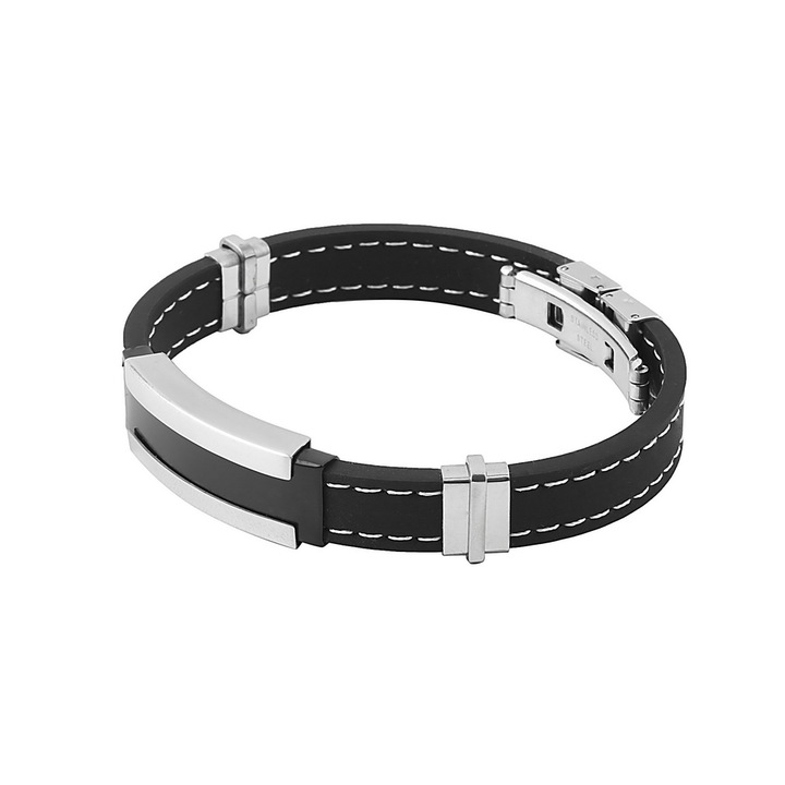 Stylish Mens Man Stainless Steel Silicone Bangle Bracelet Jewelery Gift