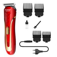 KEMEI KM-1409 Carbon Steel Head Hair Trimmer Chargeable Electric Beard Shaver red one size