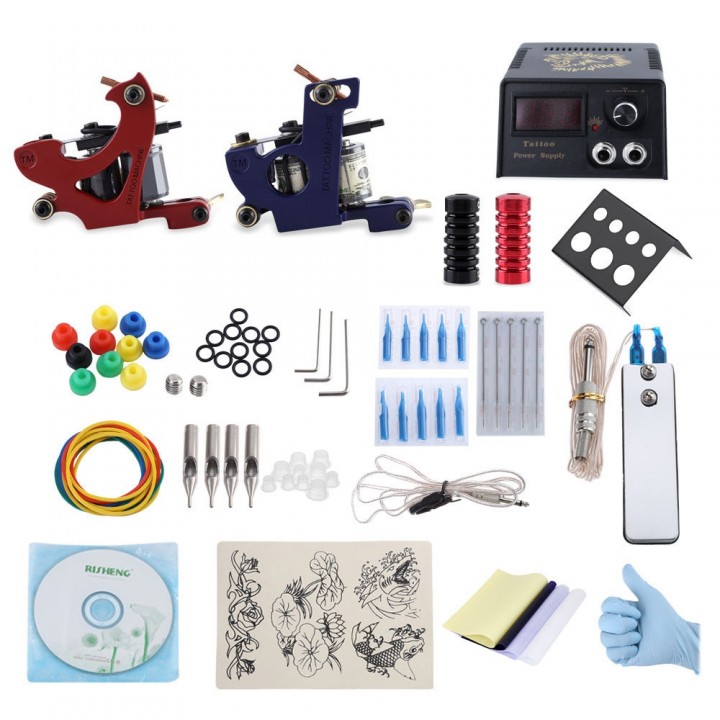 Professional Tattoo Kit 2 Machine Gun Power Supply