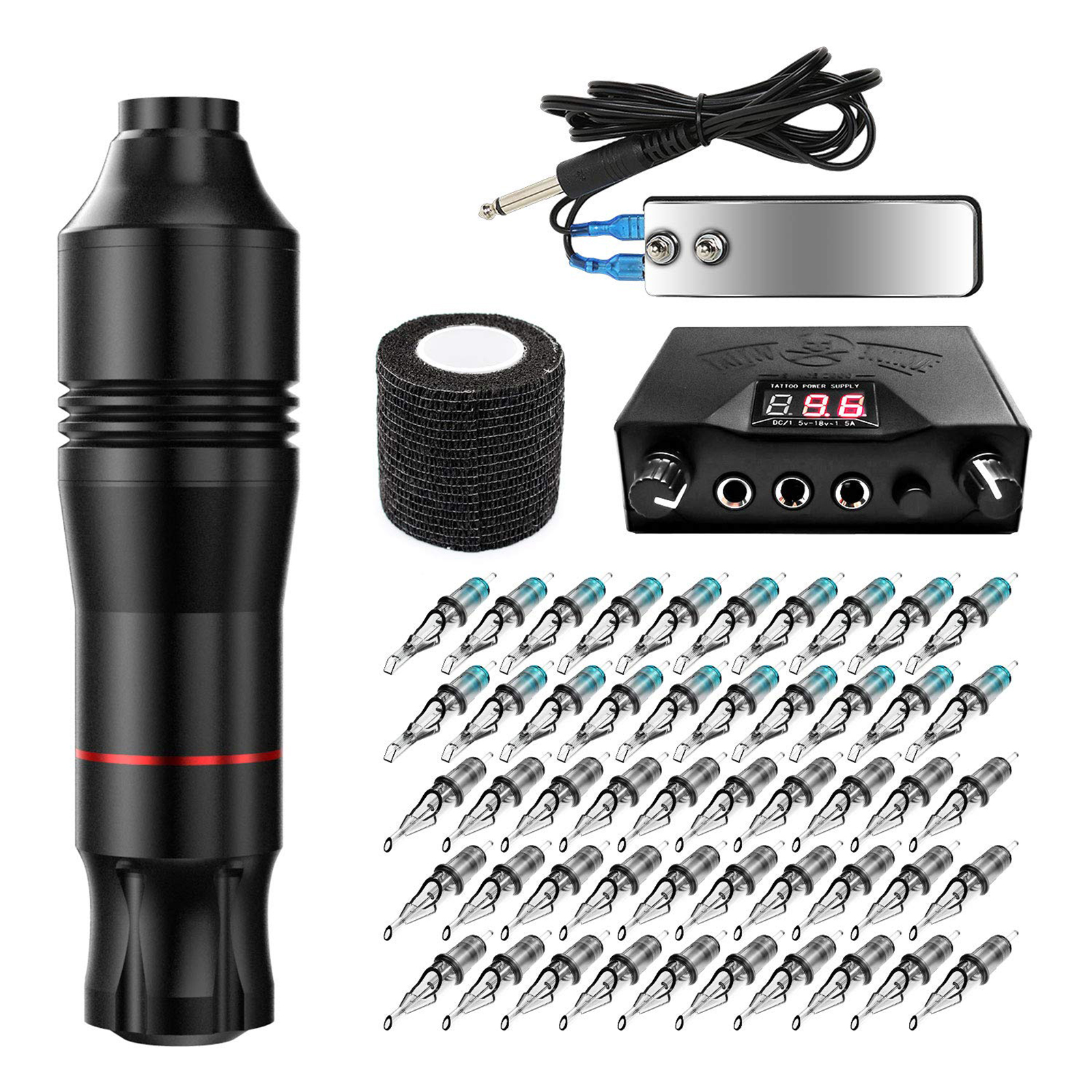 Wormhole tattoo pen professional complete rotary tattoo machine 50 ink cartridge needle tattoo pen