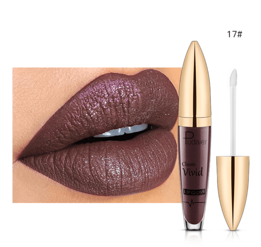 Pudaier 3D Glitter Lipstick Waterproof Professional Makeup Lip Glaze for Make Up Tint Lip Gloss