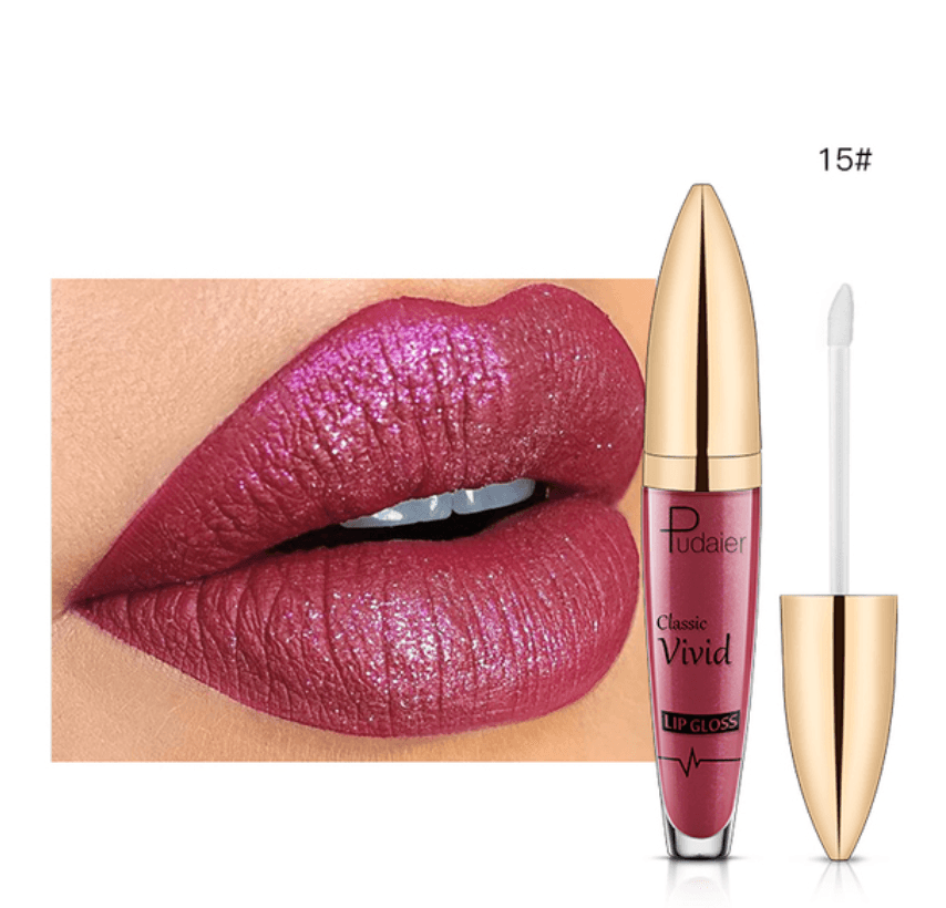 Pudaier 3D Glitter Lipstick Waterproof Professional Makeup Lip Glaze for Make Up Tint Lip Gloss