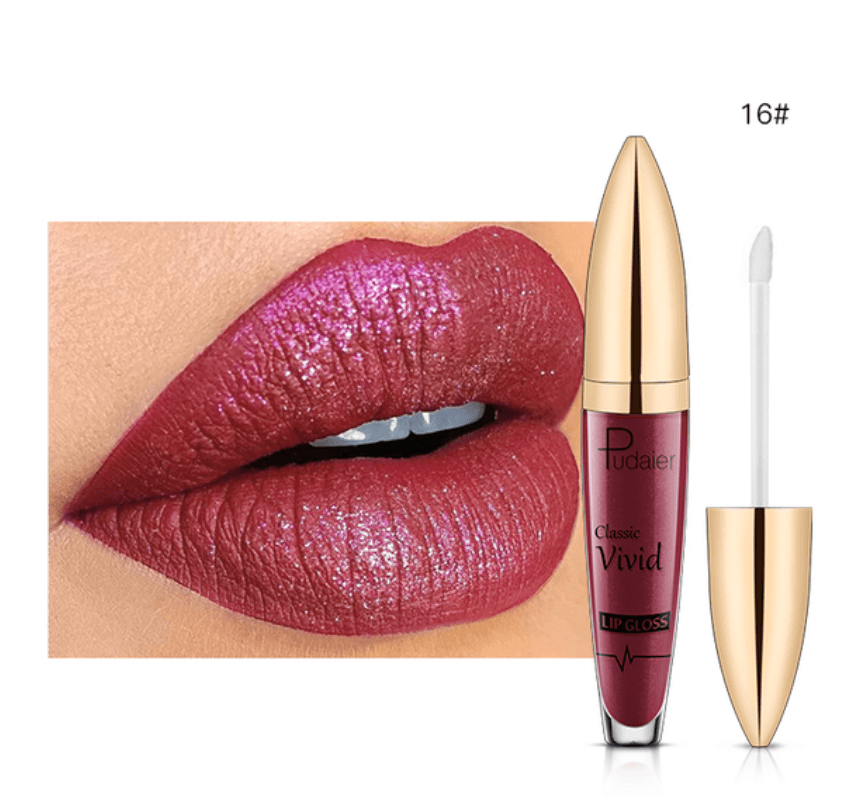 Pudaier 3D Glitter Lipstick Waterproof Professional Makeup Lip Glaze for Make Up Tint Lip Gloss