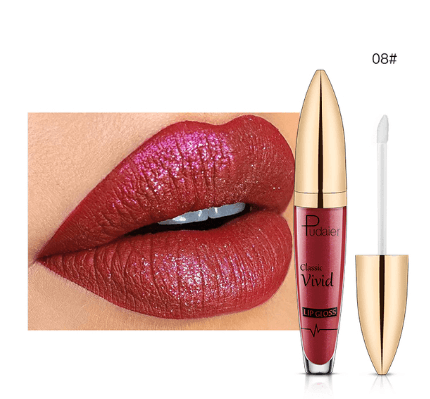 Pudaier 3D Glitter Lipstick Waterproof Professional Makeup Lip Glaze for Make Up Tint Lip Gloss