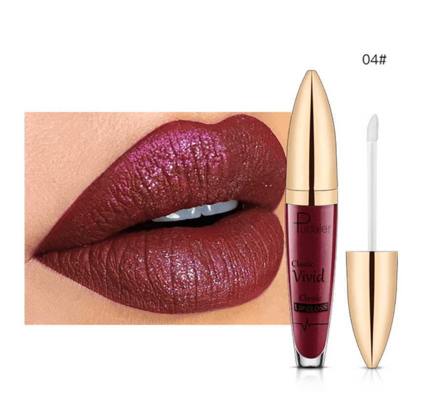 Pudaier 3D Glitter Lipstick Waterproof Professional Makeup Lip Glaze for Make Up Tint Lip Gloss