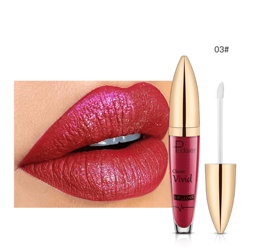 Pudaier 3D Glitter Lipstick Waterproof Professional Makeup Lip Glaze for Make Up Tint Lip Gloss