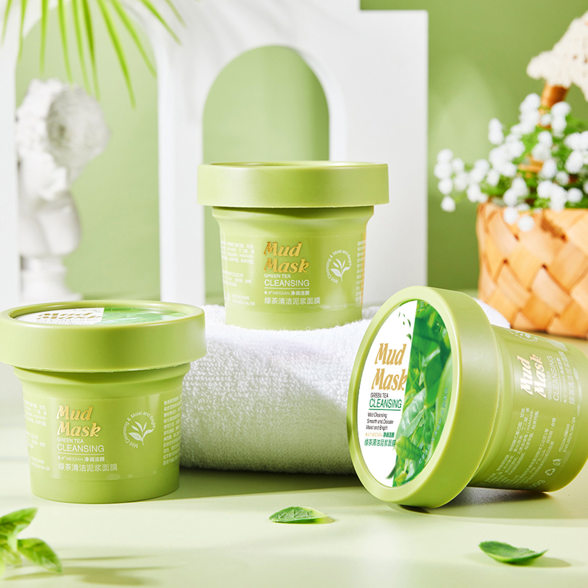 Green tea cleansing mask, oil control deep cleansing, smearing mask to remove blackheads