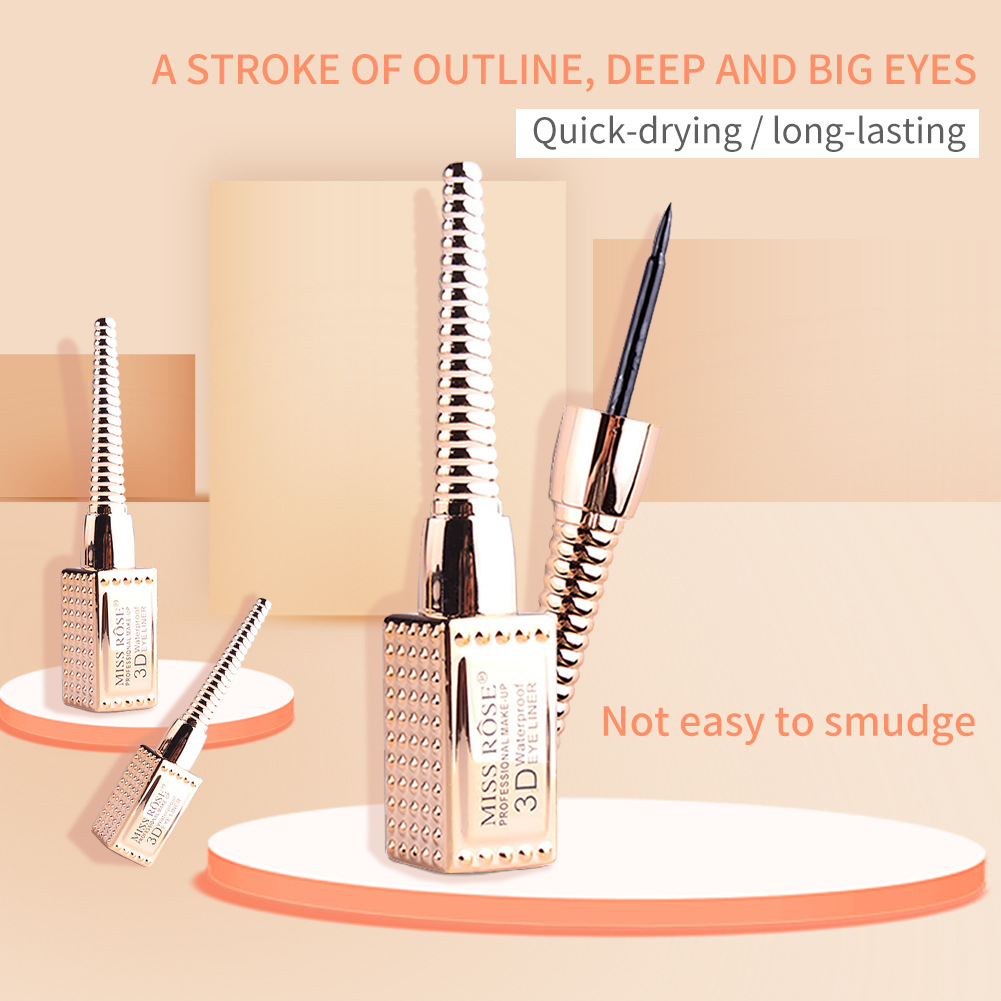 3D golden tube liquid eyeliner thin head eyeliner is not easy to smudge, waterproof and lasting