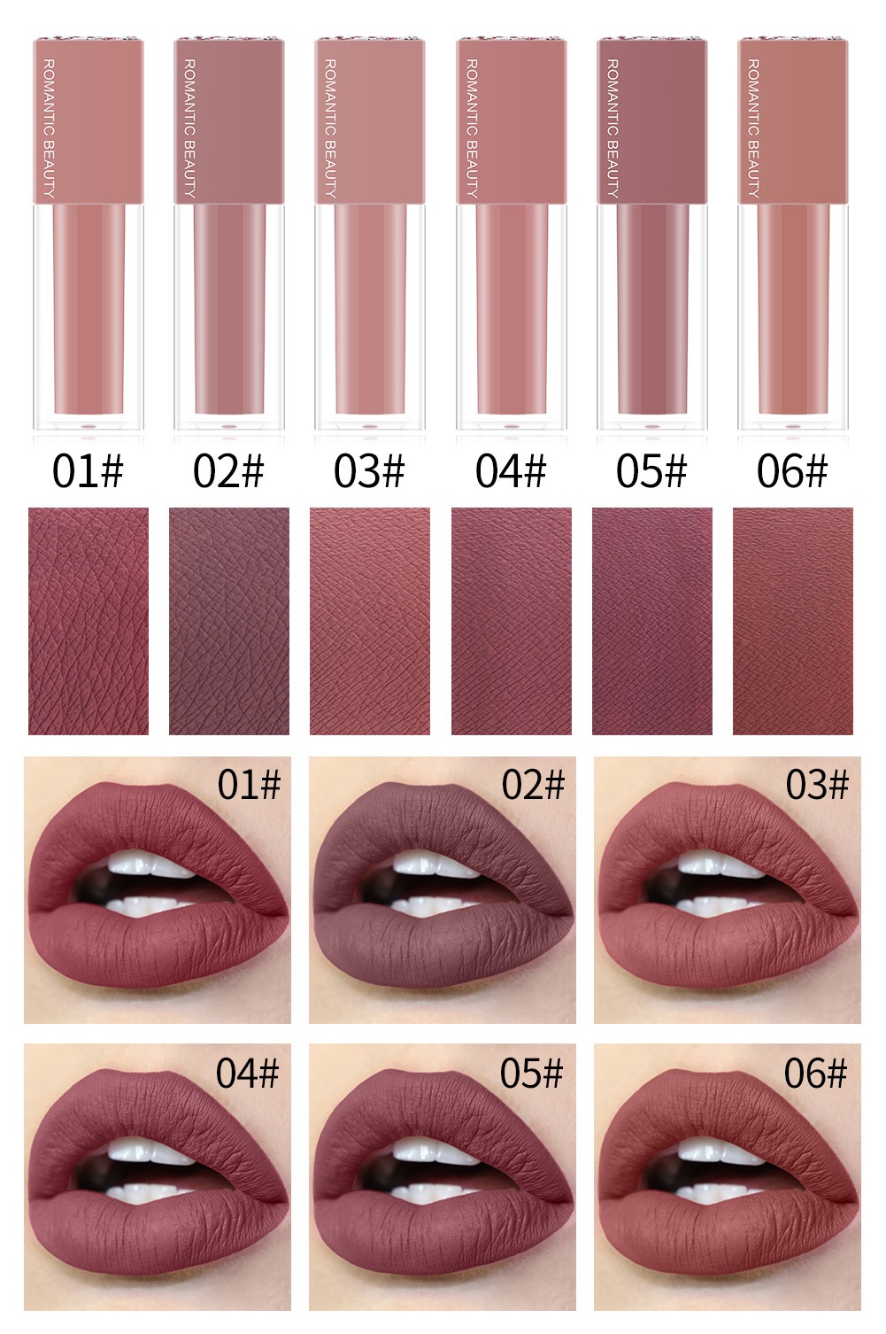 Romantic Beauty Lipstick - European and American makeup waterproof, non-touch cup matte lip