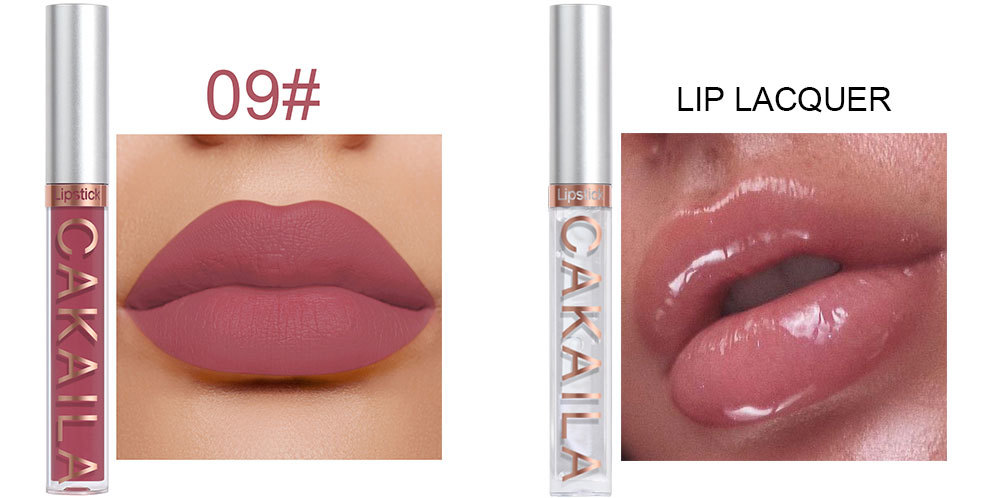 10Pcs set CAKAILA 9 Matte lip gloss and 1 Lip liner Box Lipstick nonstick cup muti-colors