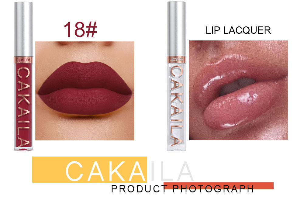 10Pcs set CAKAILA 9 Matte lip gloss and 1 Lip liner Box Lipstick nonstick cup muti-colors