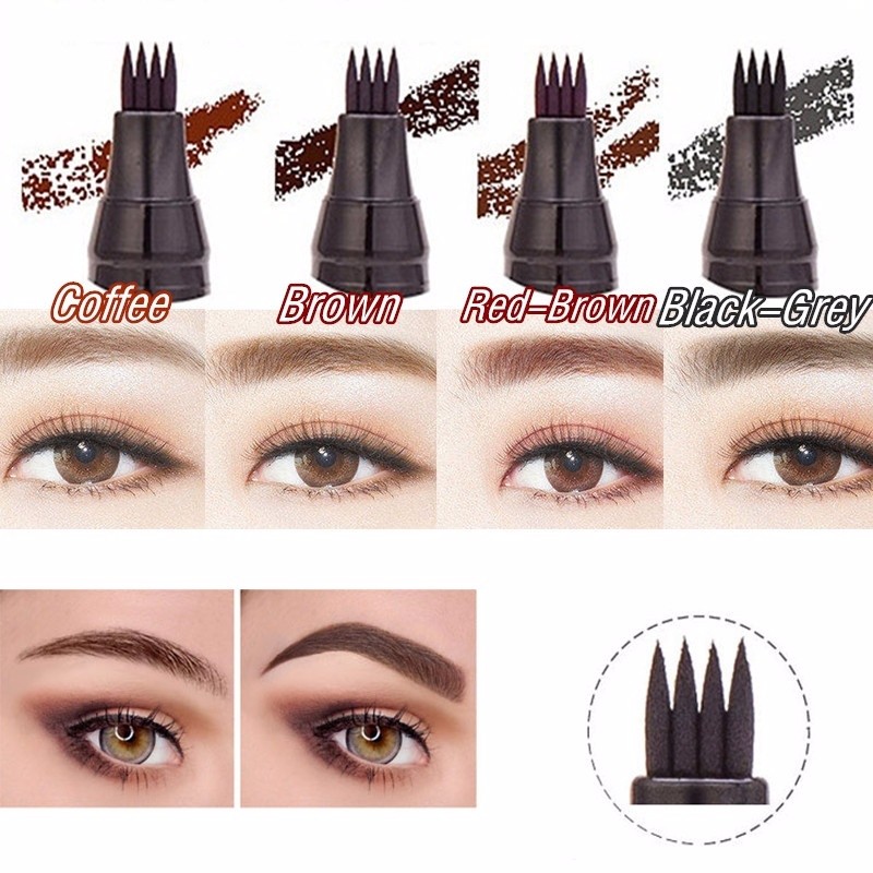4 Head Eyebrow Tattoo Pen Waterproof Fork Tip Microblading Eye Lasting Makeup Ink Sketch Cosmetic