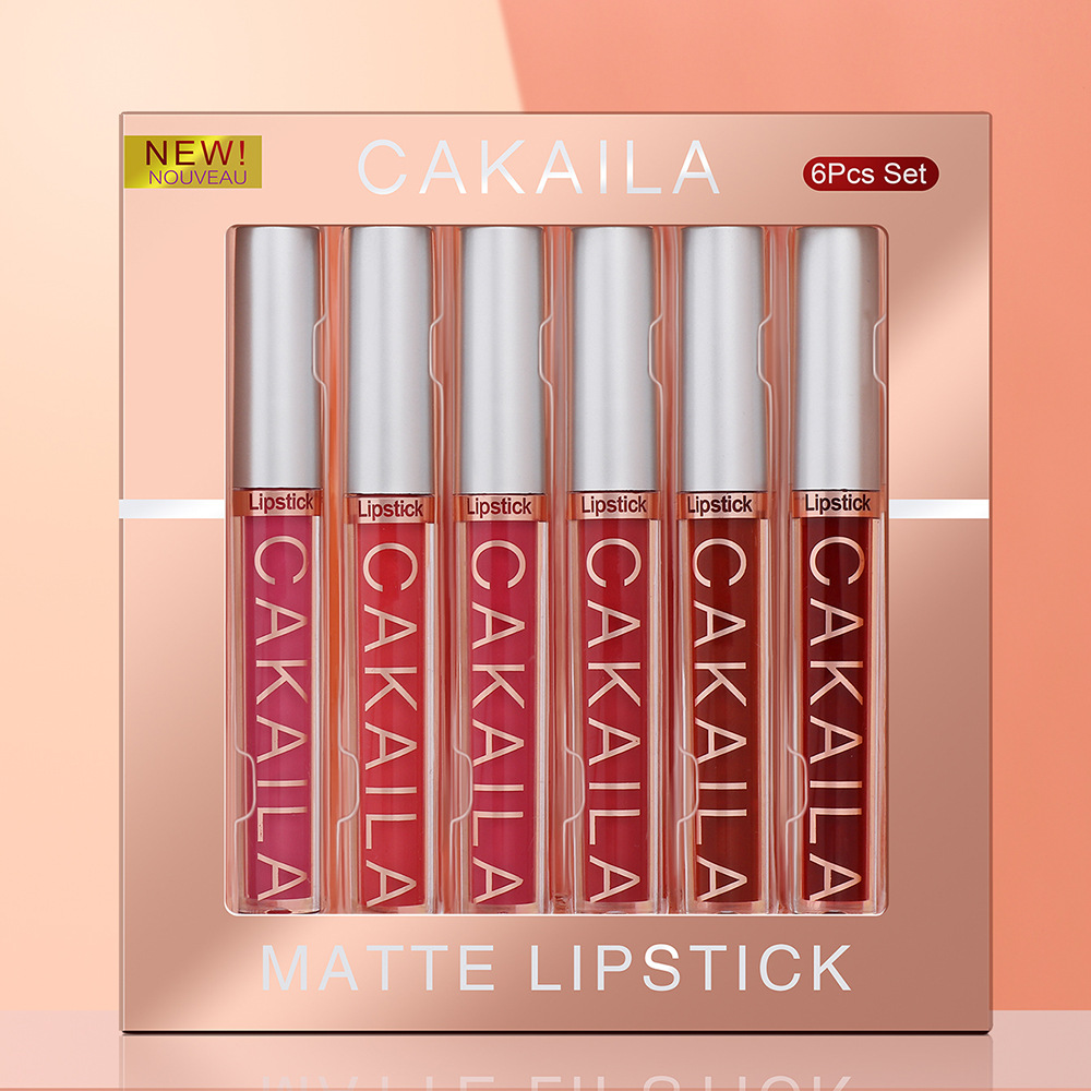 6Pcs CAKAILA brand waterproof non stick matte moisturizing  Lipstick  makeup 6 colors