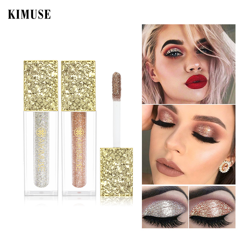 AIKIMUSE diamond bead liquid eye shadow sparkly polarizing anti-sweat makeup holding eye shadow