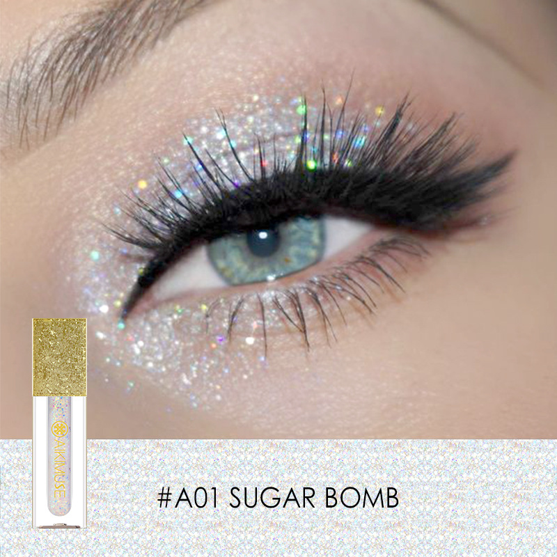 AIKIMUSE diamond bead liquid eye shadow sparkly polarizing anti-sweat makeup holding eye shadow