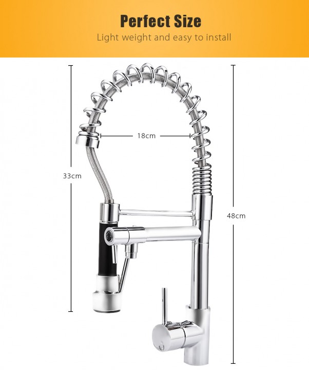 Deck Mounted Pull Down Spray Swivel Kitchen Faucet Silver