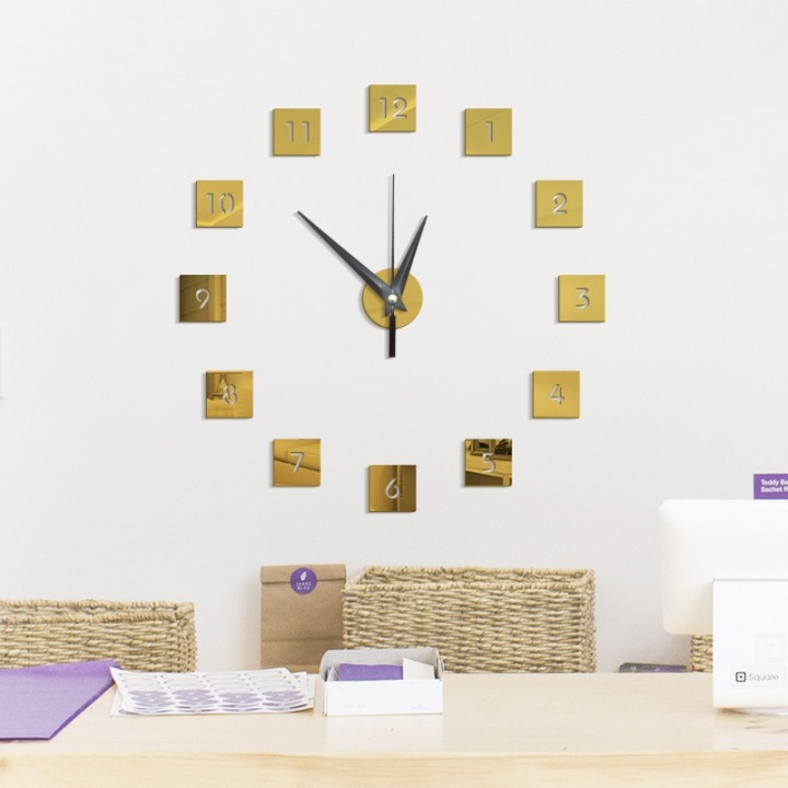 diy modern style acrylic mirror wall clock sticker golden @ kilimall