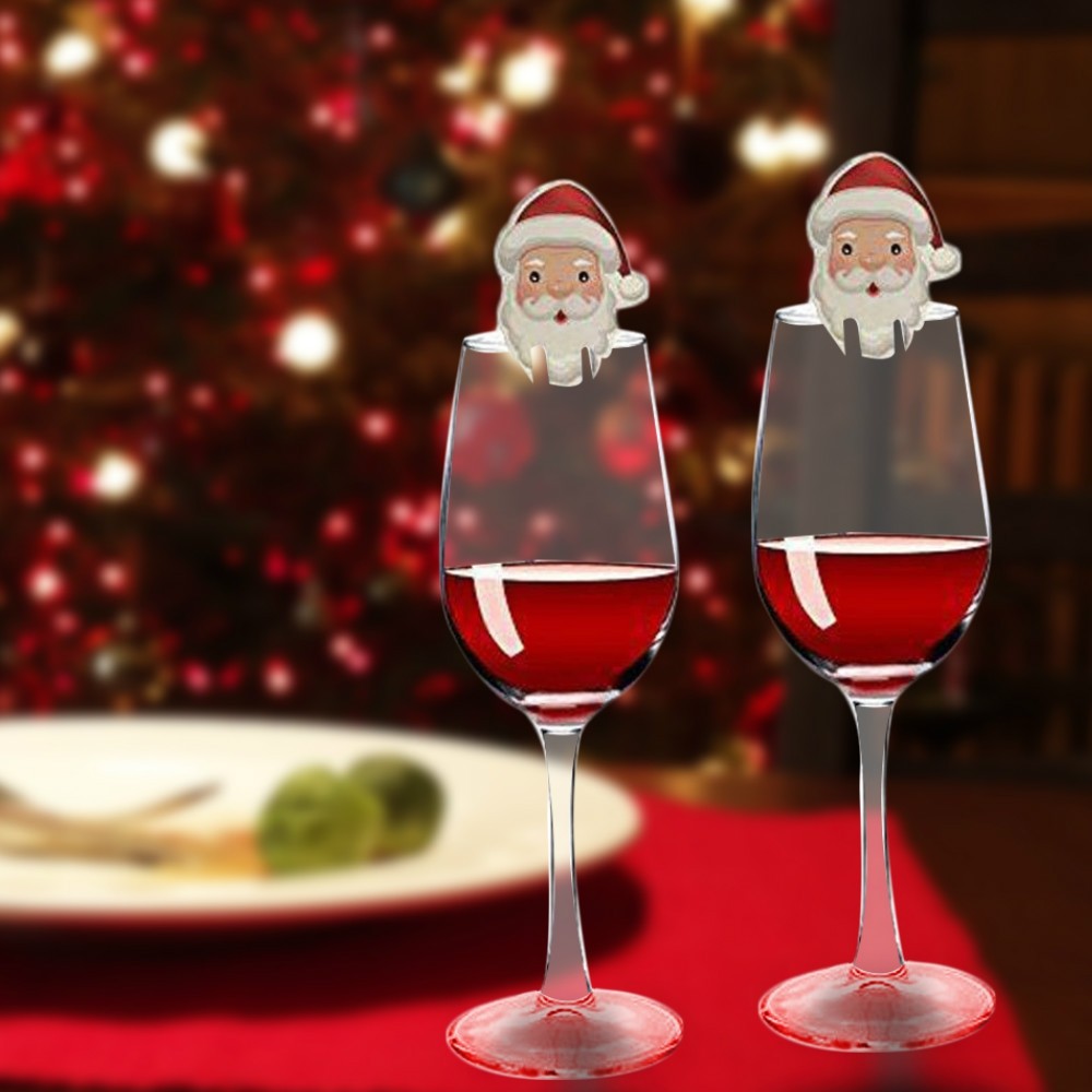 10PCS Wineglass Card Christmas Ornaments  Decoration  Wine Glass
