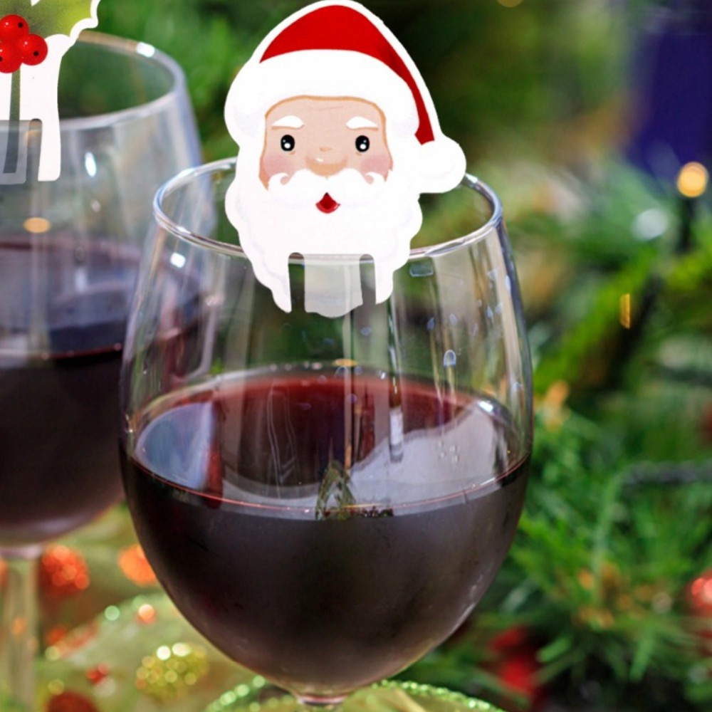10PCS Wineglass Card Christmas Ornaments  Decoration  Wine Glass