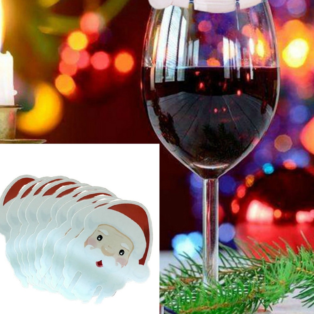 10PCS Wineglass Card Christmas Ornaments  Decoration  Wine Glass