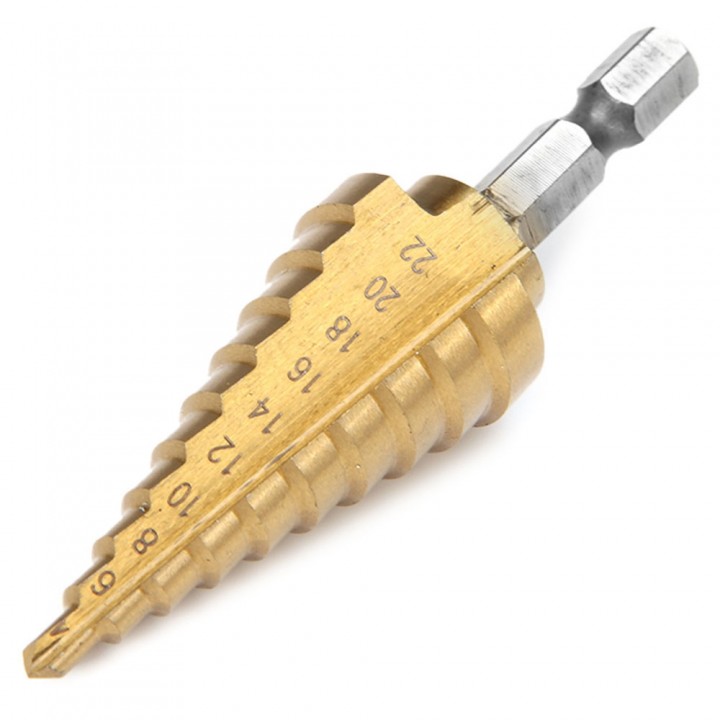 4 - 22mm Hex Step Cone Drill Bit Hole Cutter HSS 4