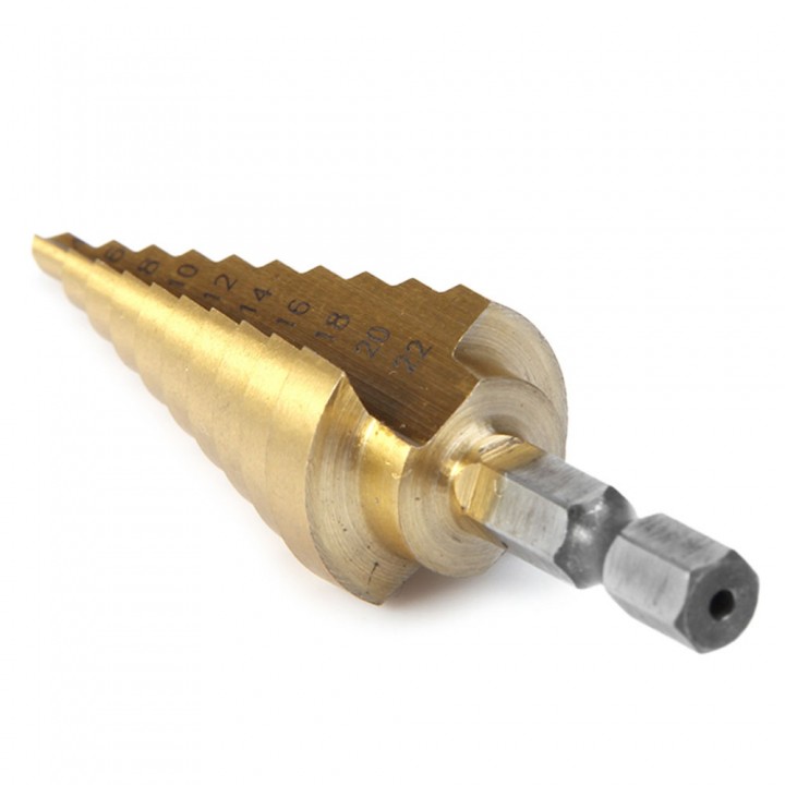 4 - 22mm Hex Step Cone Drill Bit Hole Cutter HSS 4