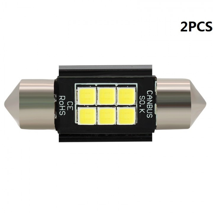 2PCS 36mm Festoon 3030 OSRAM 6SMD LED Dome Door Ma