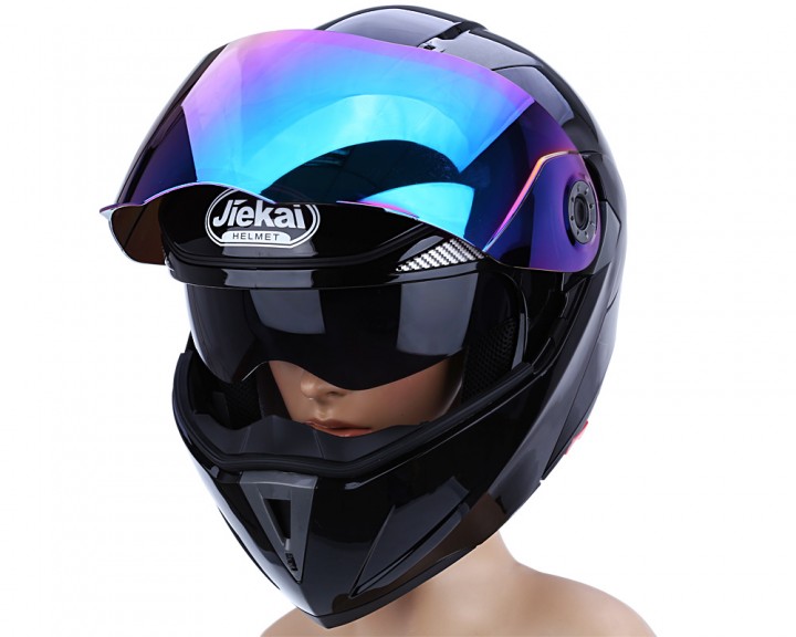 Full Face Motorcycle Helmet Dual Visor with Colorful Shield