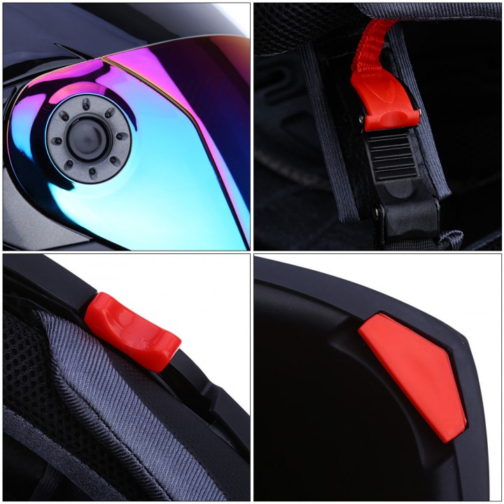 Full Face Motorcycle Helmet Dual Visor with Colorful Shield
