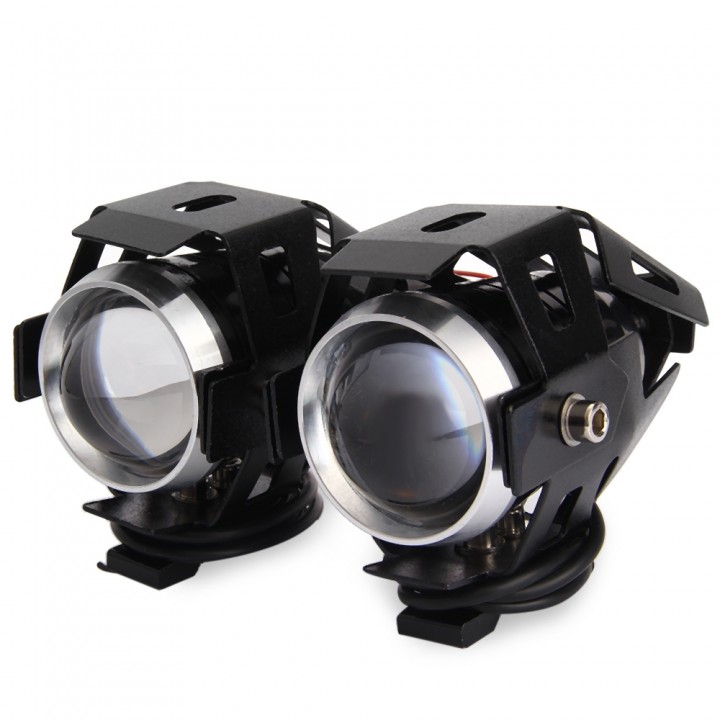 Wilkab 2PCS U5 Motorcycle 12V LED Headlight Laser Cannon Waterproof High Power Durable Spot Light