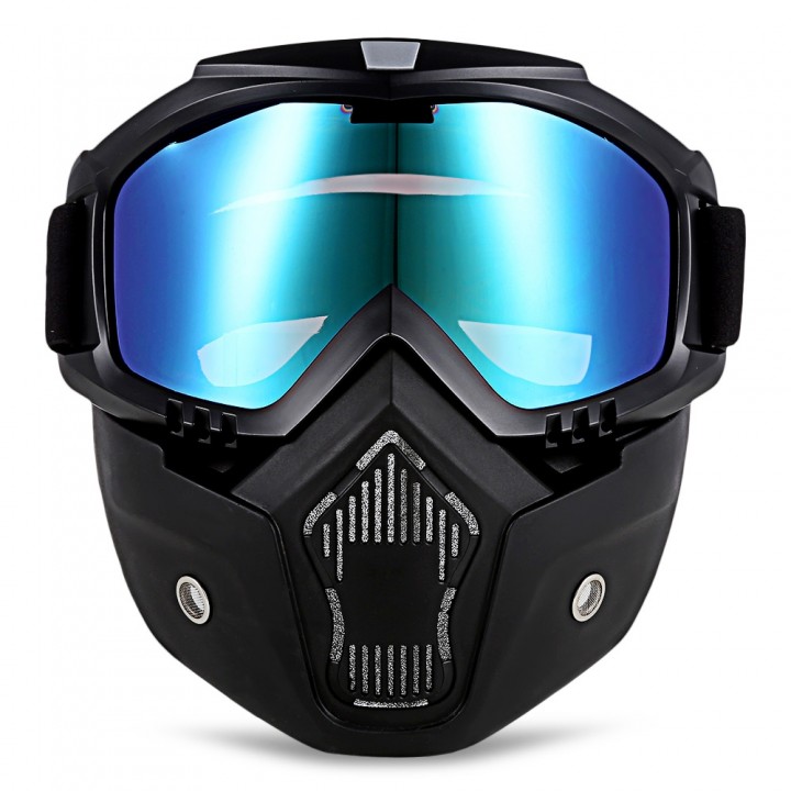 ROBESBON Motorcycl Goggles with Detachable Mask and Mouth Filter Harley Style Protect Padding Helmet