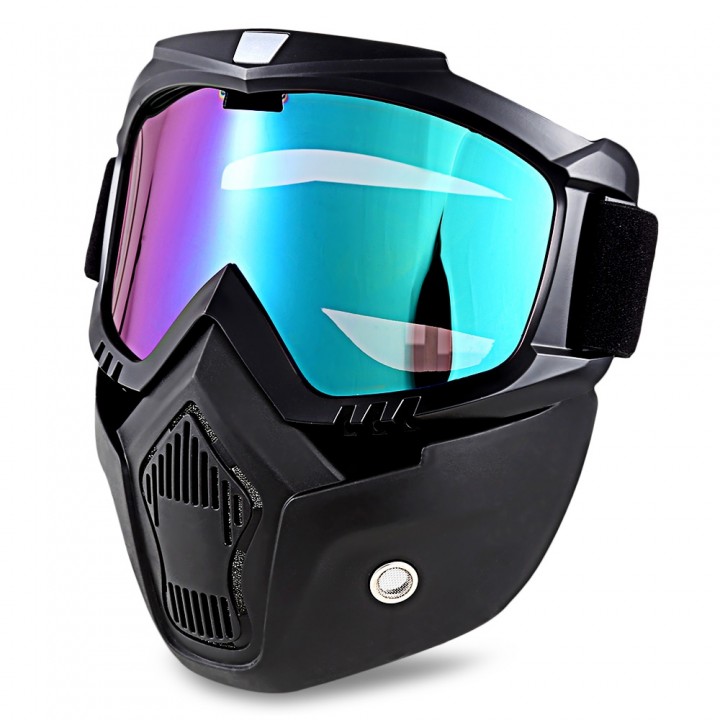 ROBESBON Motorcycl Goggles with Detachable Mask and Mouth Filter Harley Style Protect Padding Helmet