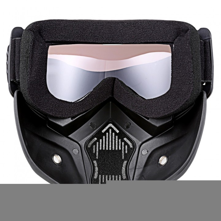 ROBESBON Motorcycl Goggles with Detachable Mask and Mouth Filter Harley Style Protect Padding Helmet