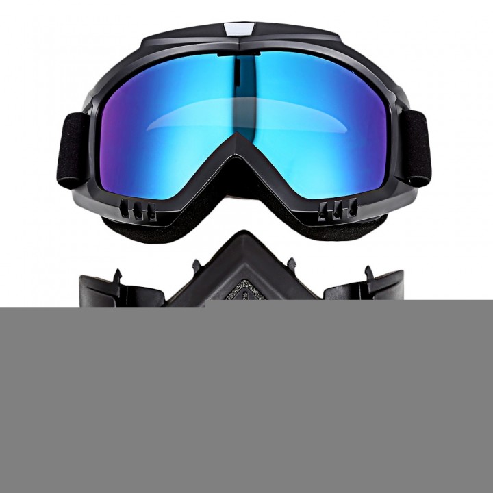 ROBESBON Motorcycl Goggles with Detachable Mask and Mouth Filter Harley Style Protect Padding Helmet