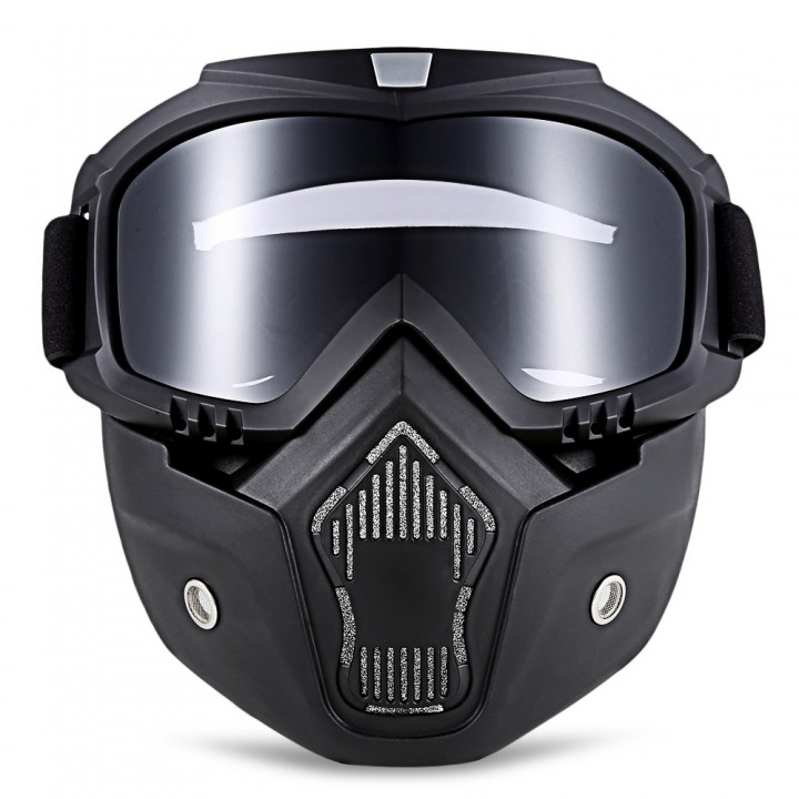 ROBESBON Motorcycl Goggles with Detachable Mask and Mouth Filter Harley Style Protect Padding Helmet