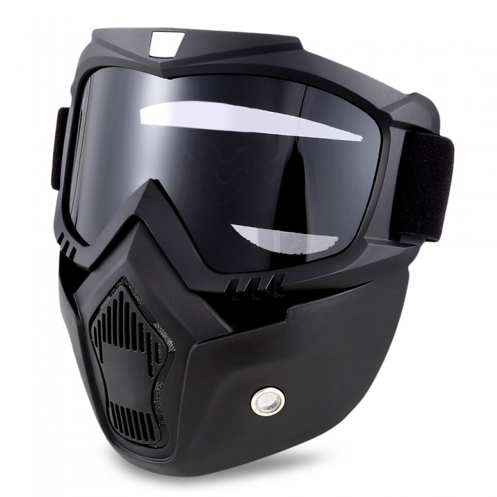 ROBESBON Motorcycl Goggles with Detachable Mask and Mouth Filter Harley Style Protect Padding Helmet