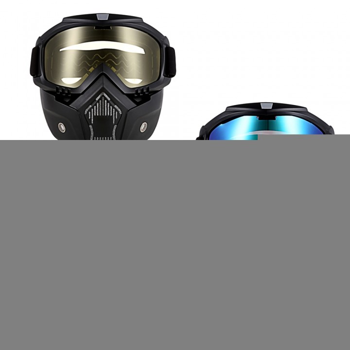 ROBESBON Motorcycl Goggles with Detachable Mask and Mouth Filter Harley Style Protect Padding Helmet