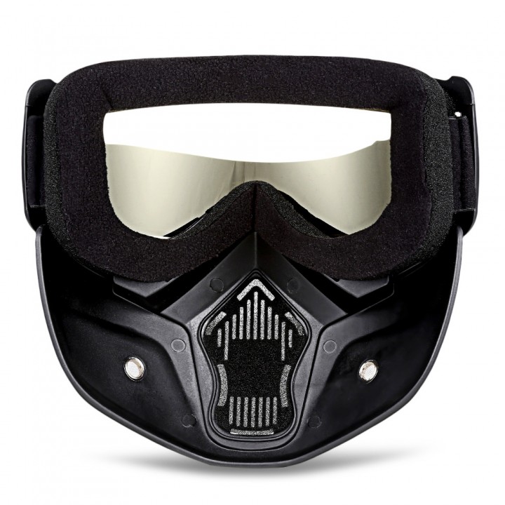 ROBESBON Motorcycl Goggles with Detachable Mask and Mouth Filter Harley Style Protect Padding Helmet