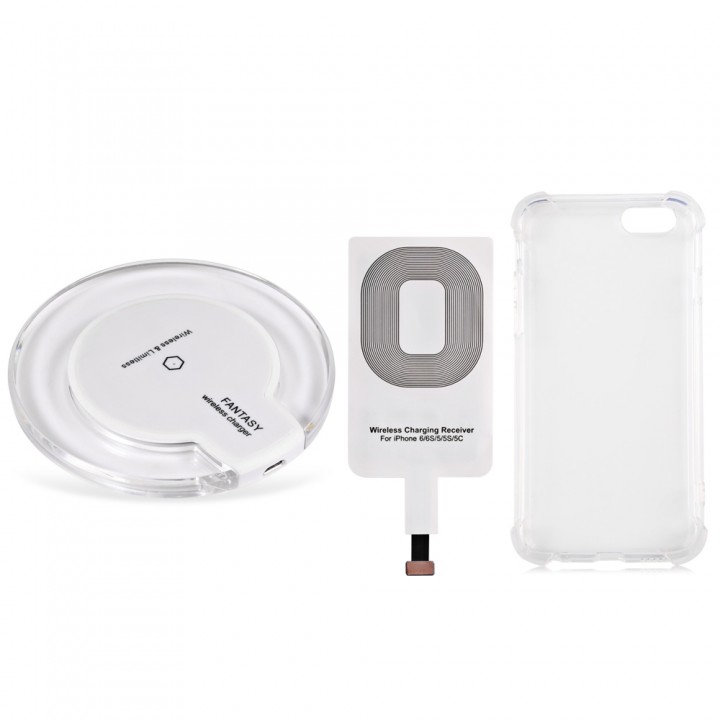 Qi Wireless Charger + Charging Receiver + Transpar