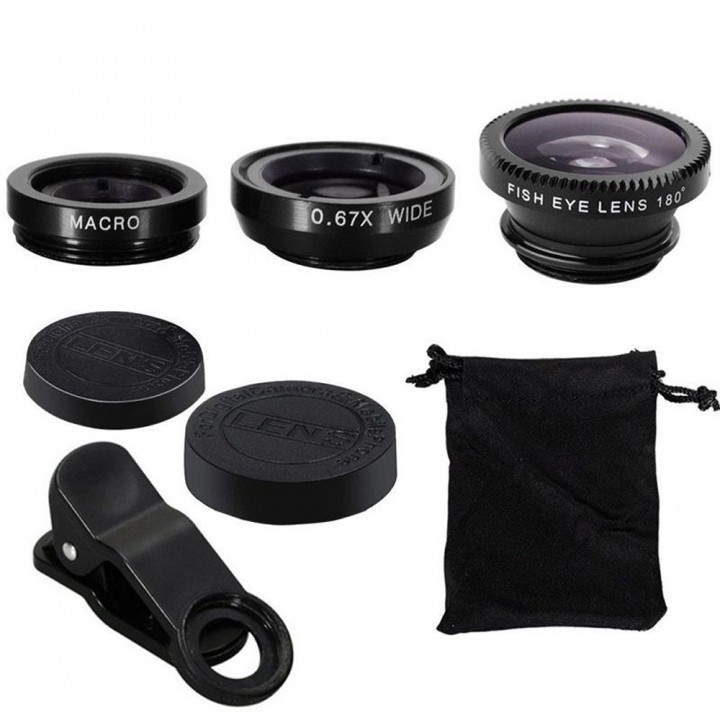 3 in1 Fish Eye Wide Angle Macro Camera Clip-on Len