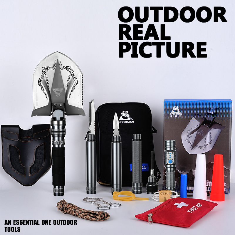 Engineer shovel multi-function outdoor shovel German military version manganese steel folding shovel