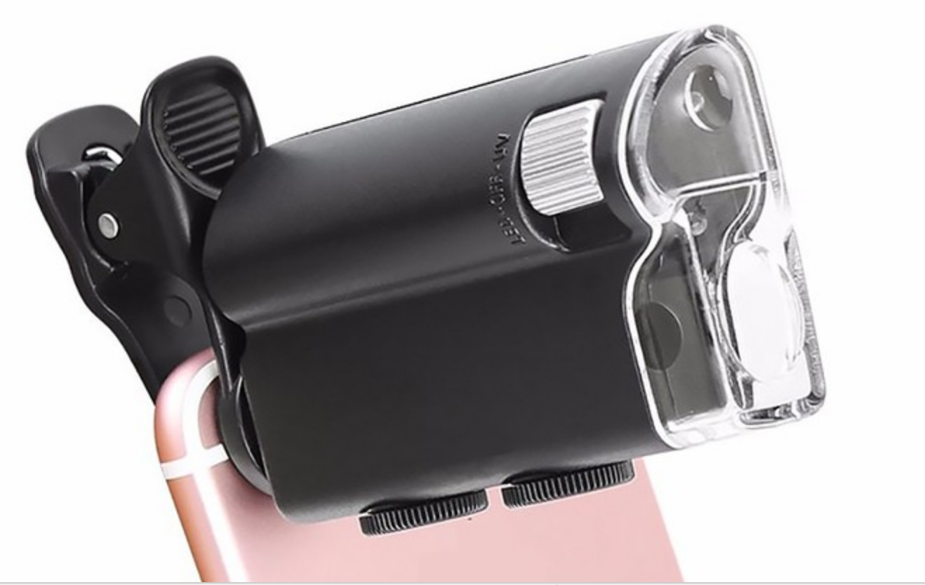 Zoom multi-function mobile phone clip magnified 60X-100X microscope