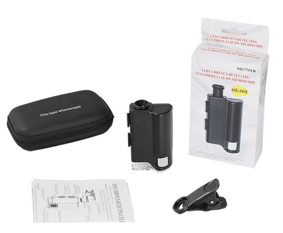 Zoom multi-function mobile phone clip magnified 60X-100X microscope