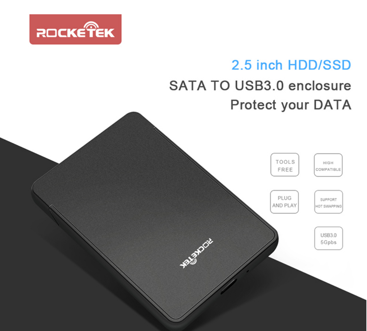 Rocketek mobile hard disk box 2.5-inch laptop mechanical ssd solid-state universal external usb3.0
