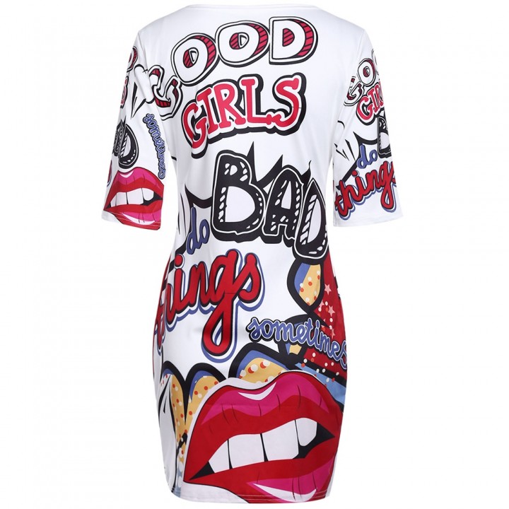 Plus Size Funny Print T Shirt Dress