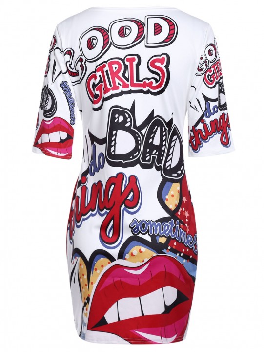 Plus Size Funny Print T Shirt Dress