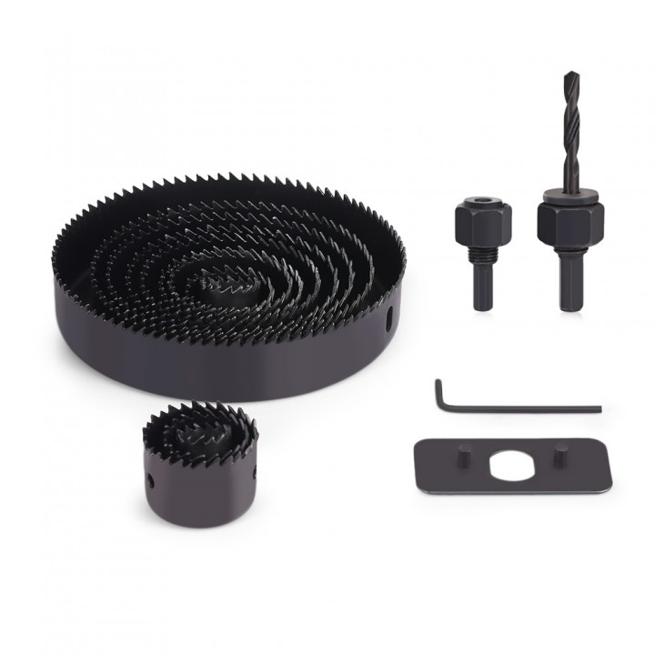 16pcs Carbon Steel Hole Saw Drill Kit Woodworking